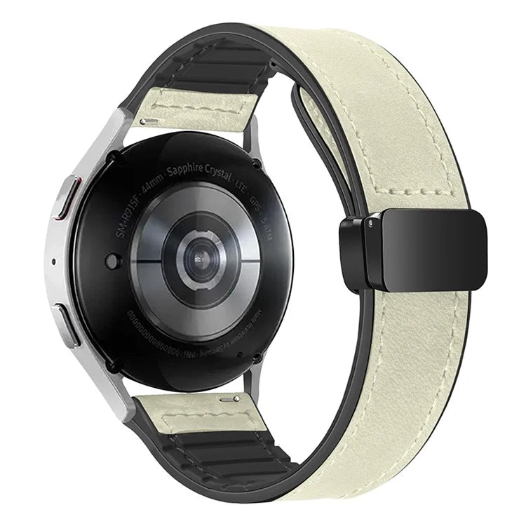 For Samsung Gear Sport / Huawei Watch GT 3 42mm Magnetic Genuine Cow Leather Watch Band, 20mm