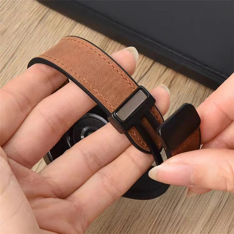 For Samsung Gear Sport / Huawei Watch GT 3 42mm Magnetic Genuine Cow Leather Watch Band, 20mm