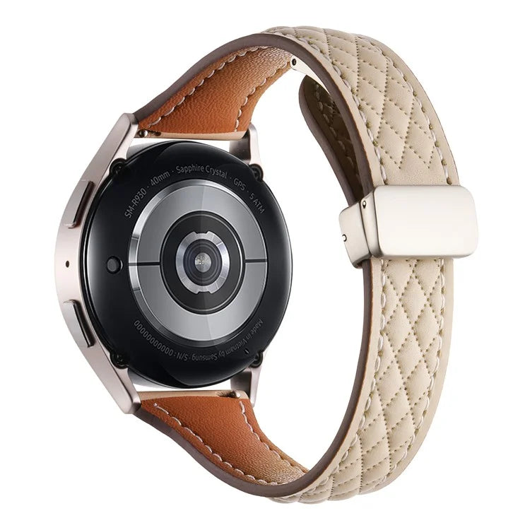 For Samsung Galaxy Watch6 Classic / Watch6 Watch Strap 20mm Folding Buckle Genuine Cow Leather Band