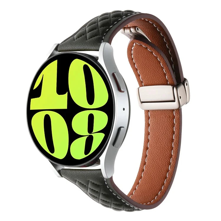 For Samsung Galaxy Watch6 Classic / Watch6 Watch Strap 20mm Folding Buckle Genuine Cow Leather Band