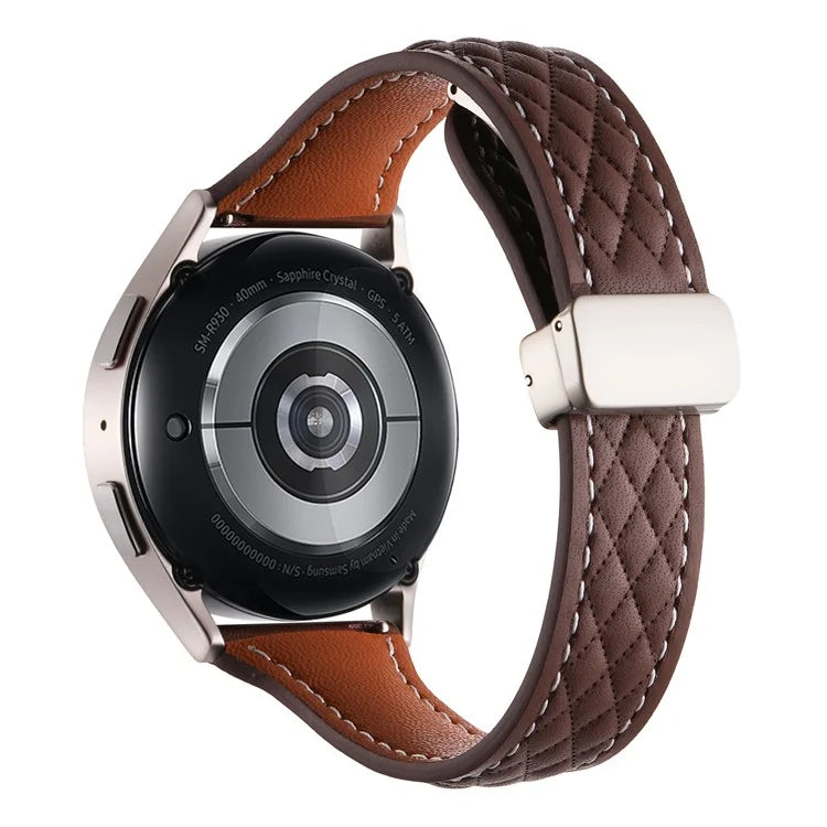 For Samsung Galaxy Watch6 Classic / Watch6 Watch Strap 20mm Folding Buckle Genuine Cow Leather Band