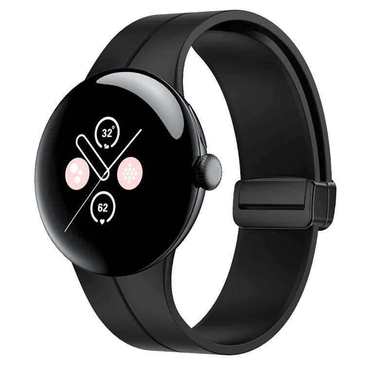 For Google Pixel Watch 2 / Pixel Watch Silicone Band Watch Strap with Magnetic Folding Buckle