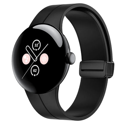 For Google Pixel Watch 2 / Pixel Watch Silicone Band Watch Strap with Magnetic Folding Buckle