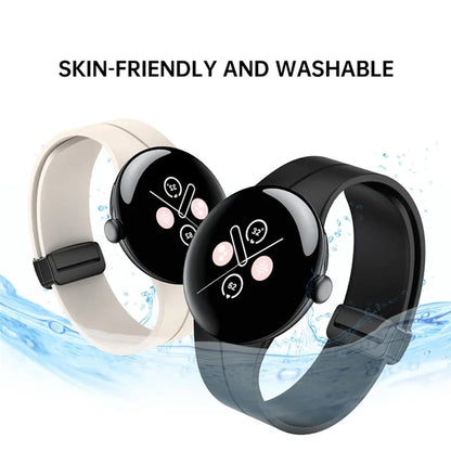 For Google Pixel Watch 2 / Pixel Watch Silicone Band Watch Strap with Magnetic Folding Buckle