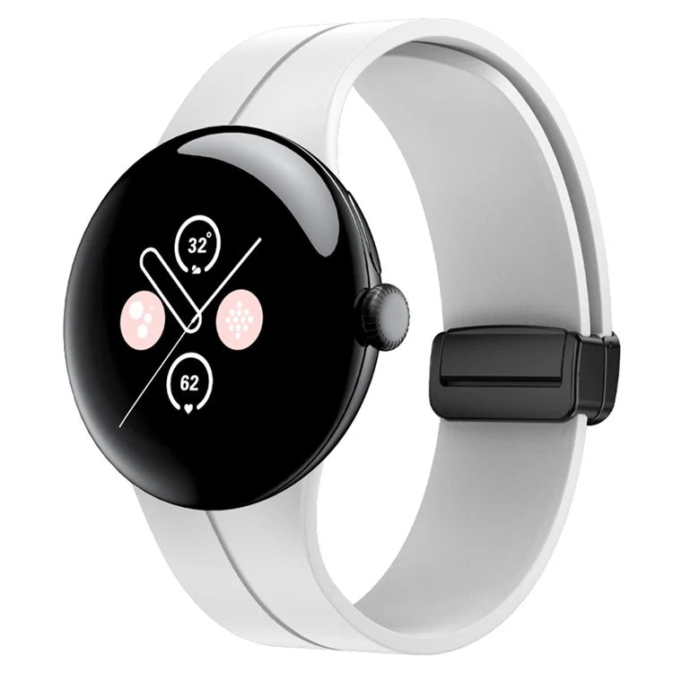 For Google Pixel Watch 2 / Pixel Watch Silicone Band Watch Strap with Magnetic Folding Buckle