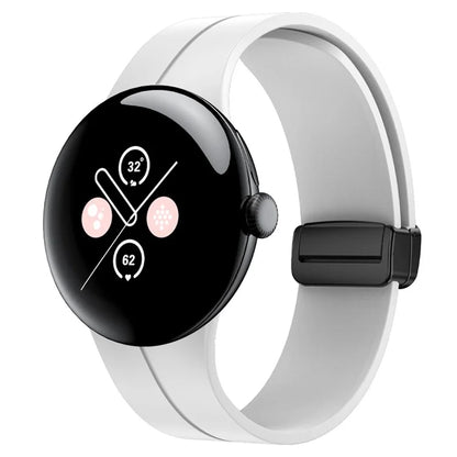 For Google Pixel Watch 2 / Pixel Watch Silicone Band Watch Strap with Magnetic Folding Buckle