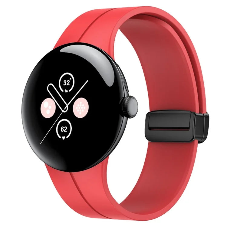For Google Pixel Watch 2 / Pixel Watch Silicone Band Watch Strap with Magnetic Folding Buckle