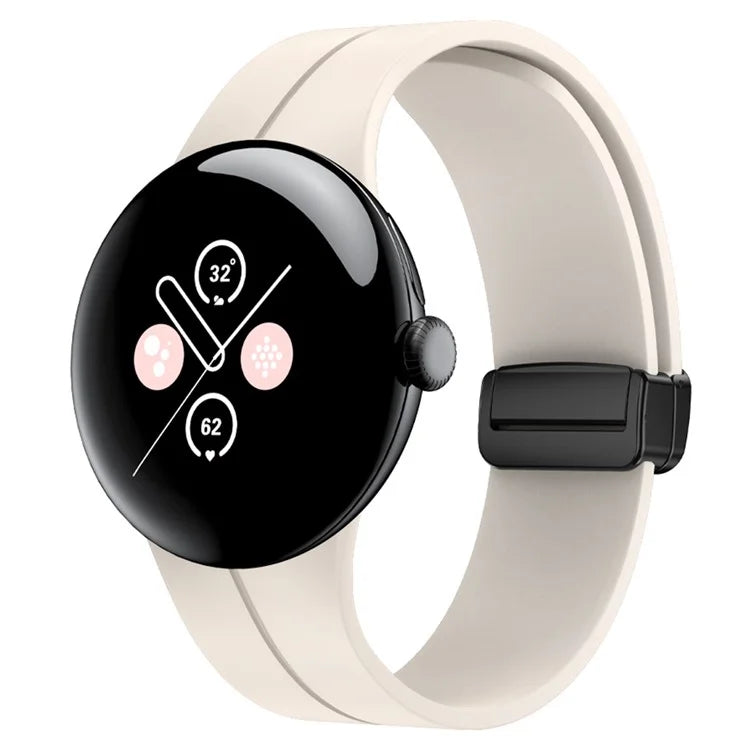 For Google Pixel Watch 2 / Pixel Watch Silicone Band Watch Strap with Magnetic Folding Buckle