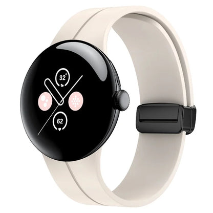 For Google Pixel Watch 2 / Pixel Watch Silicone Band Watch Strap with Magnetic Folding Buckle
