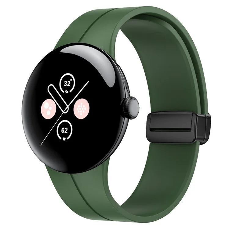 For Google Pixel Watch 2 / Pixel Watch Silicone Band Watch Strap with Magnetic Folding Buckle
