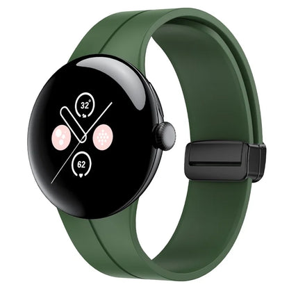 For Google Pixel Watch 2 / Pixel Watch Silicone Band Watch Strap with Magnetic Folding Buckle