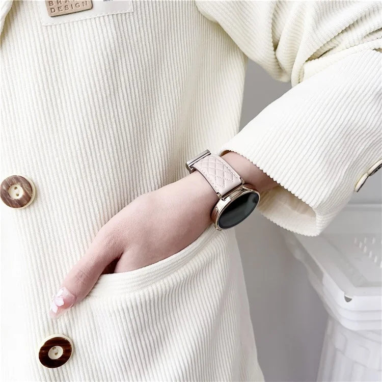 For Huawei Watch GT 4 41mm / Garmin Venu 3S Genuine Cow Leather Band 18mm Magnetic Buckle Strap