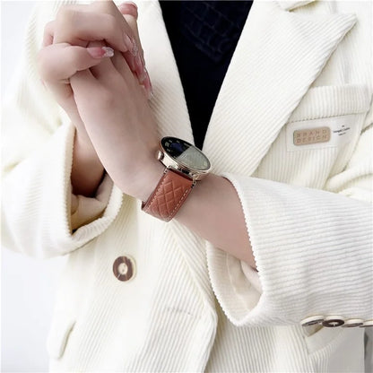 For Huawei Watch GT 4 41mm / Garmin Venu 3S Genuine Cow Leather Band 18mm Magnetic Buckle Strap