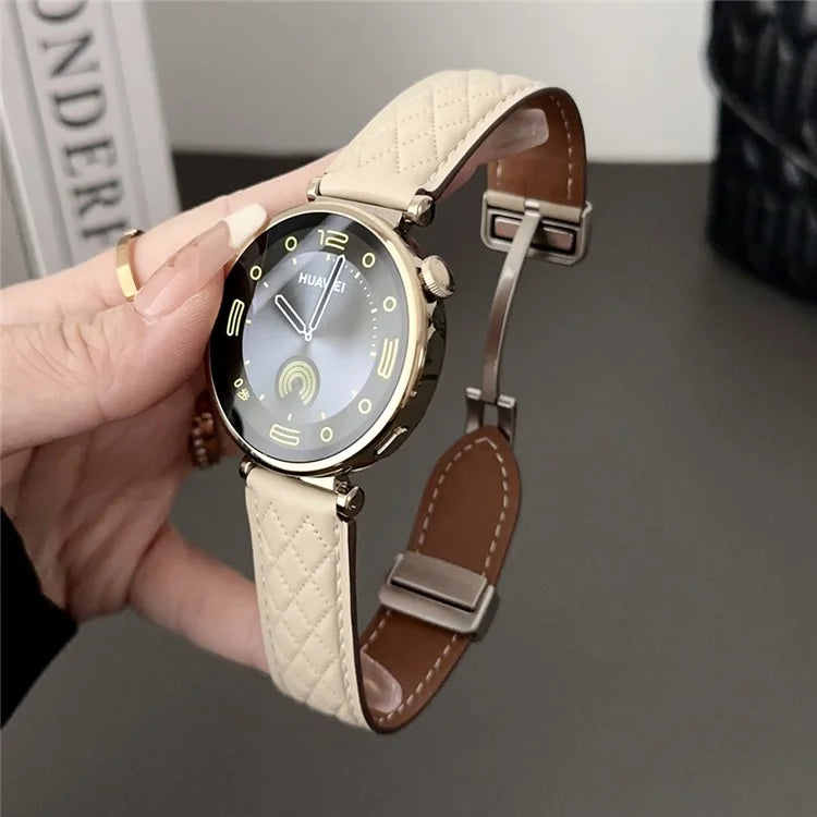 For Samsung Galaxy Watch6 Classic / Watch6 Magnetic Buckle Band 20mm Genuine Cow Leather Strap
