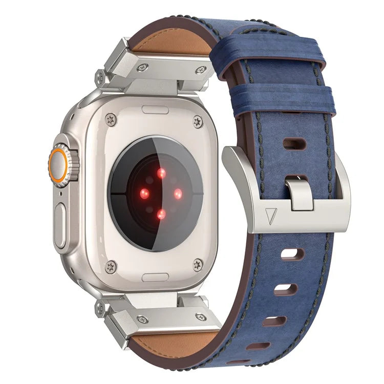 For Apple Watch Ultra 2 Ultra 49mm / Series 9 8 7 45mm / 6 5 4 SE (2023) SE (2022) SE 44mm / 3 2 1 42mm Leather Watch Band