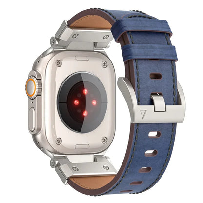 For Apple Watch Ultra 2 Ultra 49mm / Series 9 8 7 45mm / 6 5 4 SE (2023) SE (2022) SE 44mm / 3 2 1 42mm Leather Watch Band