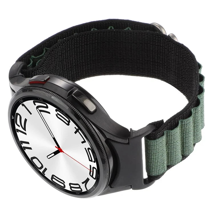 For Samsung Galaxy Watch6 / Watch6 Classic / Watch 5 / Watch4 Nylon Watch Strap G Hook Wristband+Black