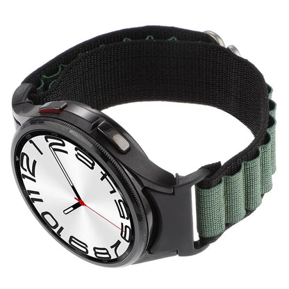 For Samsung Galaxy Watch6 / Watch6 Classic / Watch 5 / Watch4 Nylon Watch Strap G Hook Wristband+Black