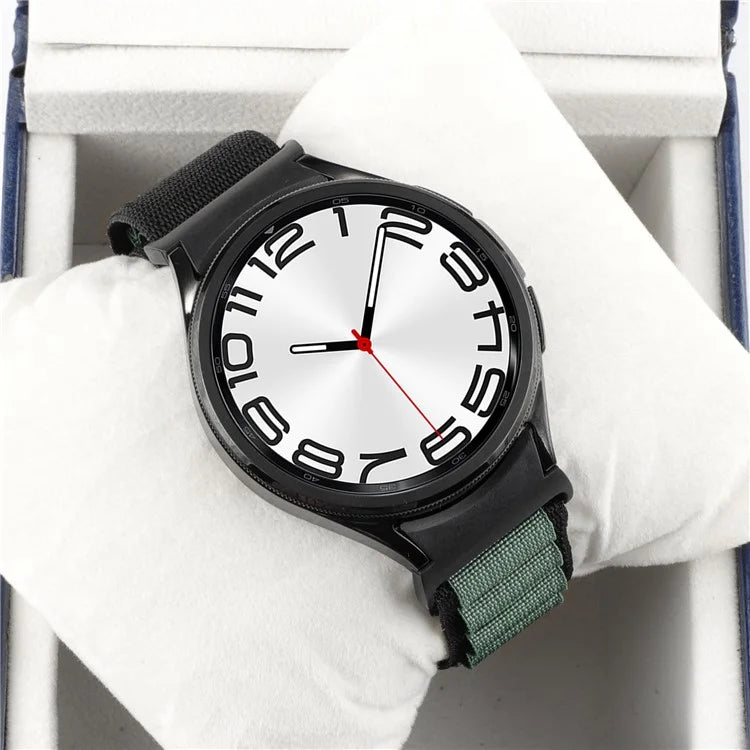 For Samsung Galaxy Watch6 / Watch6 Classic / Watch 5 / Watch4 Nylon Watch Strap G Hook Wristband+Black