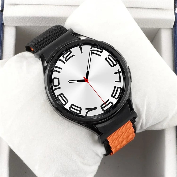 For Samsung Galaxy Watch6 / Watch6 Classic / Watch 5 / Watch4 Nylon Watch Strap G Hook Wristband+Black