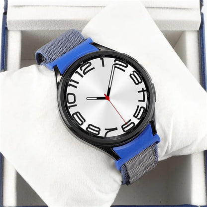 For Samsung Galaxy Watch6 / Watch6 Classic / Watch 5 / Watch4 Nylon Watch Strap G Hook Wristband+Blue