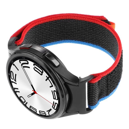 For Samsung Galaxy Watch6 / Watch 5 / Watch4 Trail Loop Strap Nylon Fabric Sport Watch Band / Red+Blue