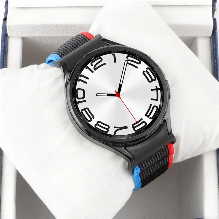 For Samsung Galaxy Watch6 / Watch 5 / Watch4 Trail Loop Strap Nylon Fabric Sport Watch Band / Red+Blue