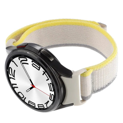 For Samsung Galaxy Watch6 / Watch 5 / Watch4 Trail Loop Strap Nylon Fabric Sport Watch Band / Grey+Yellow