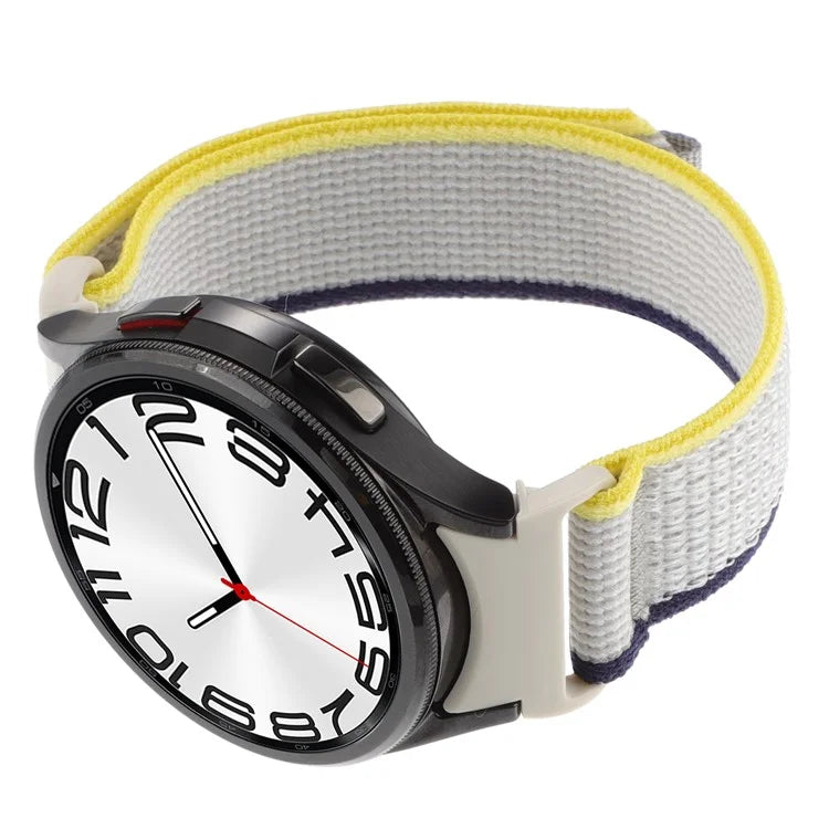 For Samsung Galaxy Watch6 / Watch 5 / Watch4 Trail Loop Strap Nylon Fabric Sport Watch Band / Black+Yellow