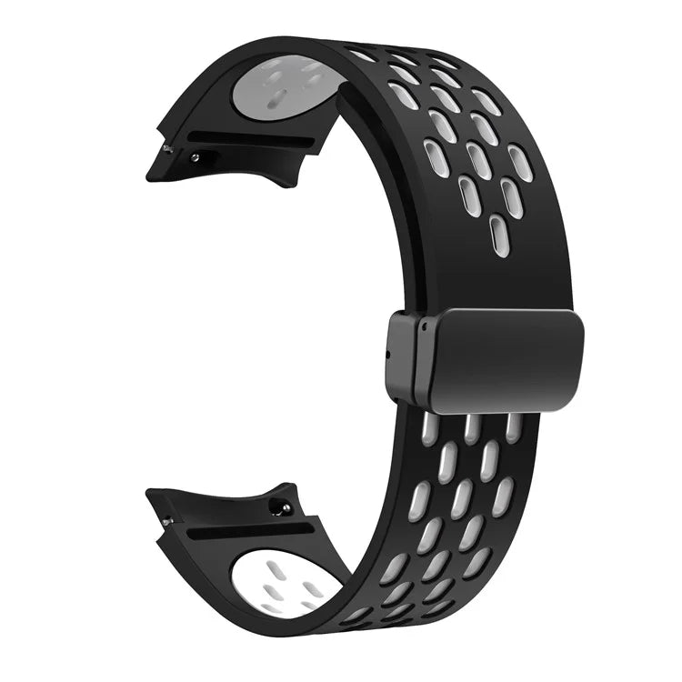 For Samsung Galaxy Watch6 40mm / Watch6 44mm / Watch6 Classic 43mm Silicone Watchband Black Buckle Strap