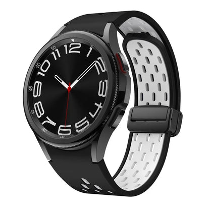 For Samsung Galaxy Watch6 40mm / Watch6 44mm / Watch6 Classic 43mm Silicone Watchband Black Buckle Strap