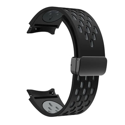 For Samsung Galaxy Watch6 40mm / Watch6 44mm / Watch6 Classic 43mm Silicone Watchband Black Buckle Strap