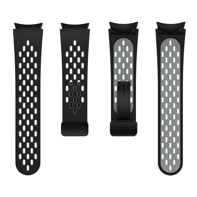 For Samsung Galaxy Watch6 40mm / Watch6 44mm / Watch6 Classic 43mm Silicone Watchband Black Buckle Strap