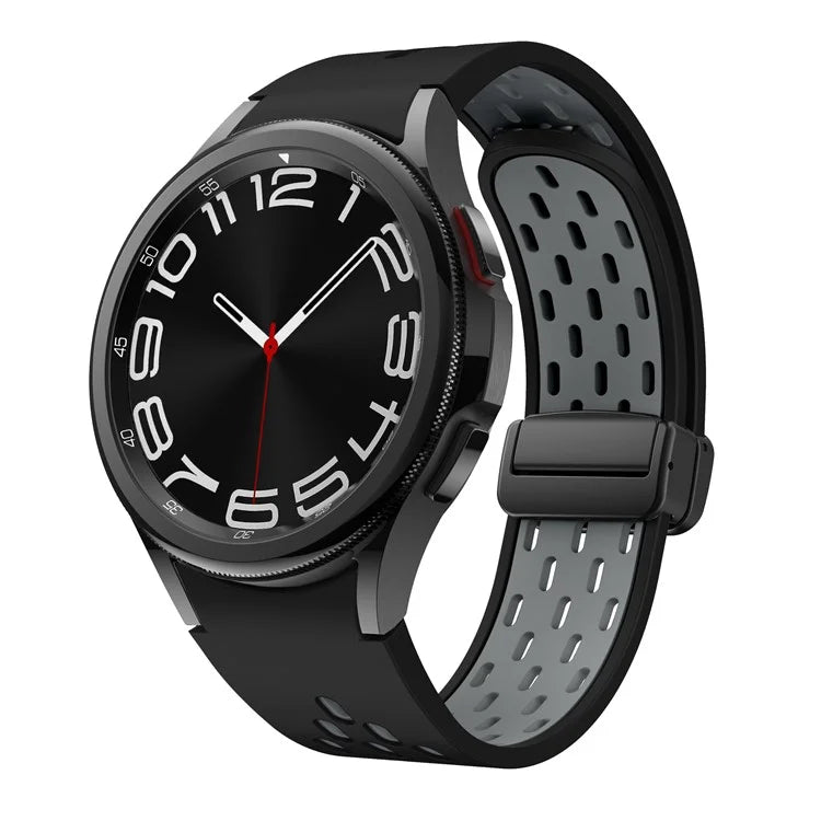 For Samsung Galaxy Watch6 40mm / Watch6 44mm / Watch6 Classic 43mm Silicone Watchband Black Buckle Strap