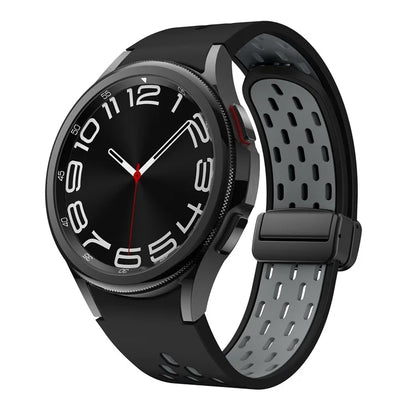 For Samsung Galaxy Watch6 40mm / Watch6 44mm / Watch6 Classic 43mm Silicone Watchband Black Buckle Strap