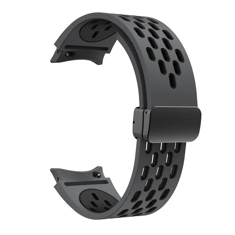 For Samsung Galaxy Watch6 40mm / Watch6 44mm / Watch6 Classic 43mm Silicone Watchband Black Buckle Strap