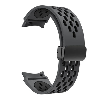 For Samsung Galaxy Watch6 40mm / Watch6 44mm / Watch6 Classic 43mm Silicone Watchband Black Buckle Strap
