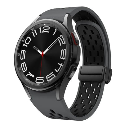For Samsung Galaxy Watch6 40mm / Watch6 44mm / Watch6 Classic 43mm Silicone Watchband Black Buckle Strap