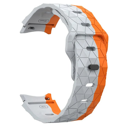For Samsung Galaxy Watch6 / Watch 5 / Watch4 Silicone Strap Dual Color Watch Band Football Pattern