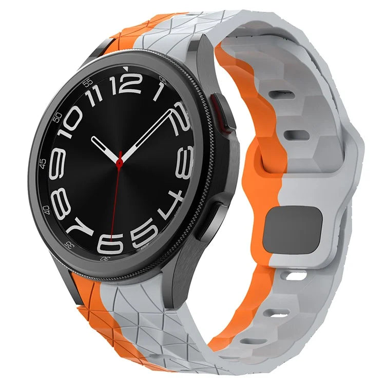 For Samsung Galaxy Watch6 / Watch 5 / Watch4 Silicone Strap Dual Color Watch Band Football Pattern