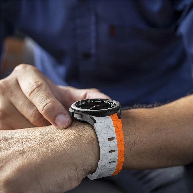 For Samsung Galaxy Watch6 / Watch 5 / Watch4 Silicone Strap Dual Color Watch Band Football Pattern