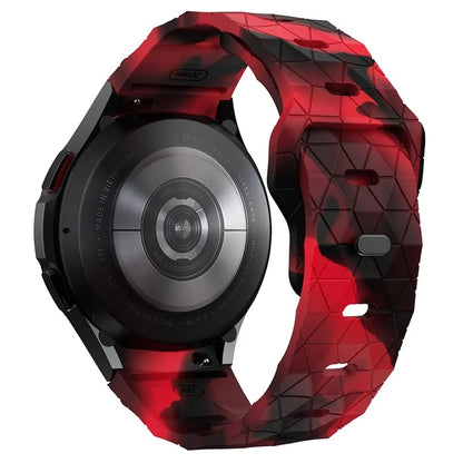 For Samsung Galaxy Watch6 / Watch 5 / Watch4 Silicone Strap Dual Color Watch Band Football Pattern