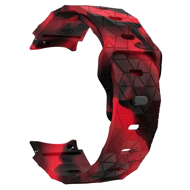 For Samsung Galaxy Watch6 / Watch 5 / Watch4 Silicone Strap Dual Color Watch Band Football Pattern