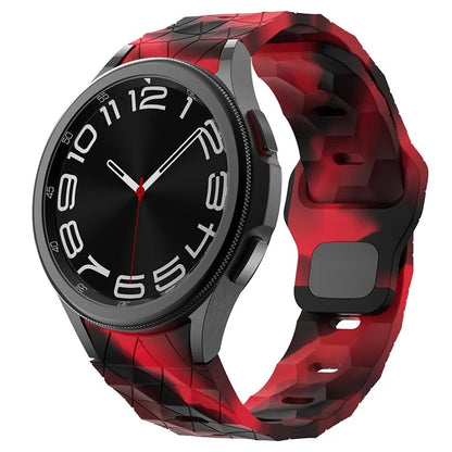 For Samsung Galaxy Watch6 / Watch 5 / Watch4 Silicone Strap Dual Color Watch Band Football Pattern
