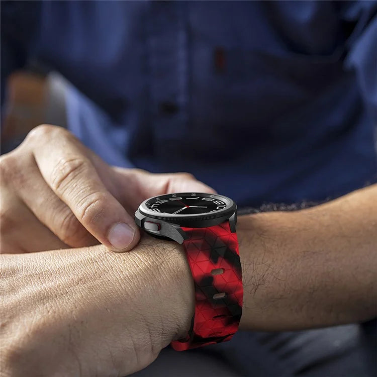 For Samsung Galaxy Watch6 / Watch 5 / Watch4 Silicone Strap Dual Color Watch Band Football Pattern