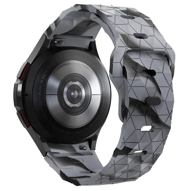 For Samsung Galaxy Watch6 / Watch 5 / Watch4 Silicone Strap Dual Color Watch Band Football Pattern