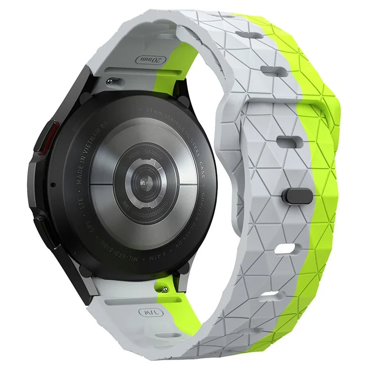 For Samsung Galaxy Watch6 / Watch 5 / Watch4 Silicone Strap Dual Color Watch Band Football Pattern
