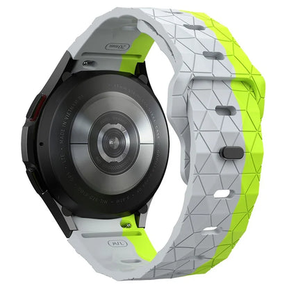 For Samsung Galaxy Watch6 / Watch 5 / Watch4 Silicone Strap Dual Color Watch Band Football Pattern