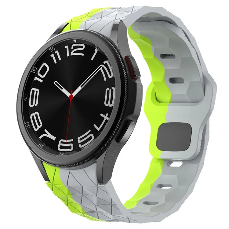 For Samsung Galaxy Watch6 / Watch 5 / Watch4 Silicone Strap Dual Color Watch Band Football Pattern