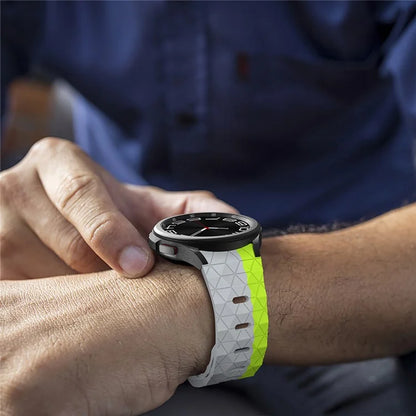 For Samsung Galaxy Watch6 / Watch 5 / Watch4 Silicone Strap Dual Color Watch Band Football Pattern